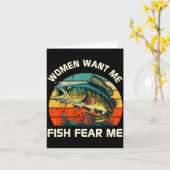 Women Fear Me Fish Want Me Funny Fishing Kaart (Gele Bloem)