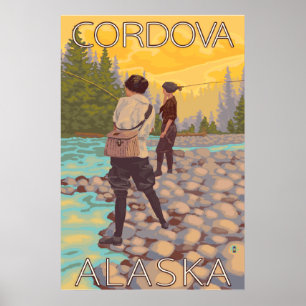 Women Fly Fishing - Cordova, Alaska Poster
