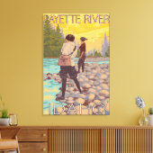 Women Fly Fishing - Payette River Canvas Afdruk (Insitu (Woonkamer))