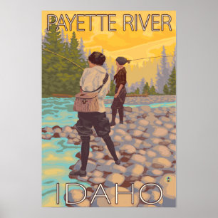 Women Fly Fishing - Payette River Poster