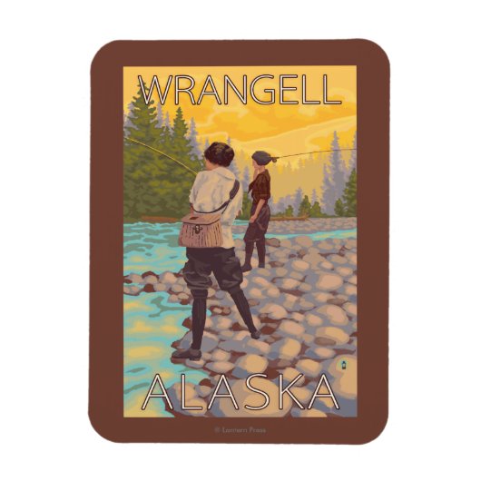 Women Fly Fishing - Wrangell, Alaska Magneet (Verticaal)