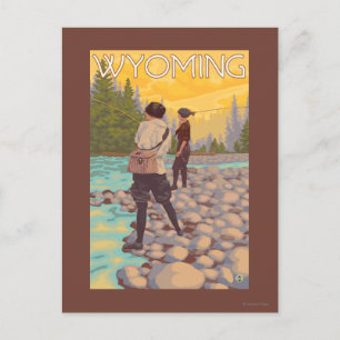 Women Fly Fishing - Wyoming Briefkaart