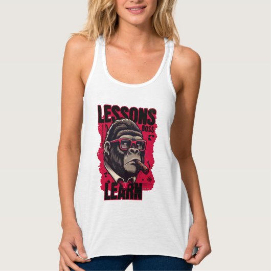 Women Gorilla Boss Lessons Learn Tank Top (Voorkant)