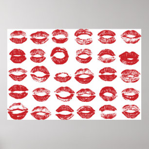 Women lips set. Hand drawn watercolor lips isolate Poster