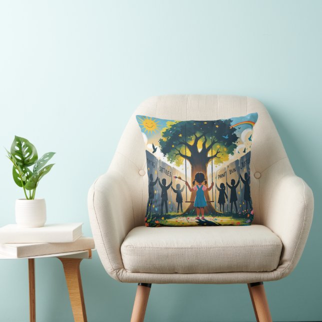 women llegging covered kids dreams kussen (Stoel)