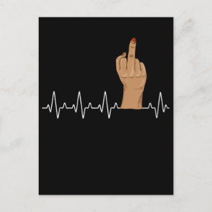 Women Middle Finger Heartbeat Sarcastic Briefkaart