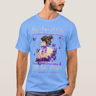 Women Purple Ribbon Butterfly Fibromyalgia Awarene T-shirt