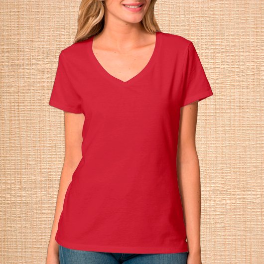 Women Red V-Neck T-Shirt / Customize
