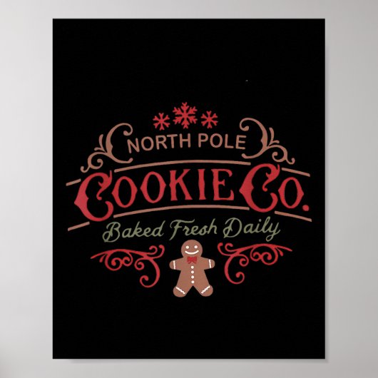 Women Retro Christmas Gingerbread Bakery North Le Poster (Voorkant)