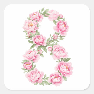 Women’s Day Peony Flower for March 8 Vierkante Sticker