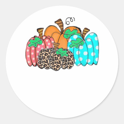 Women’s Pumpkin Leopard Print Graphic It’s Fall Y’ Ronde Sticker (Voorkant)