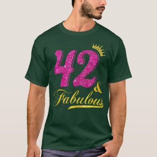 Womenen 42 en Fabulous Diamond Crown Happy 42nd Bi T-shirt