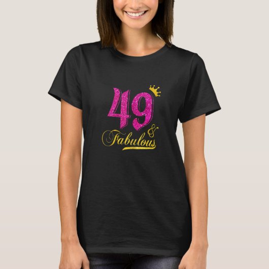 Womenen 49 en Fabulous Diamond Crown Happy 49th Bi T-shirt (Voorkant)