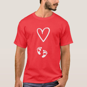 Womenen hart met Baby Valentijnse voeten Zwangersc T-shirt