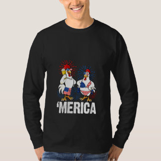 Womens 4th Of July Funny Chicken Beer Drinking Ame T-shirt