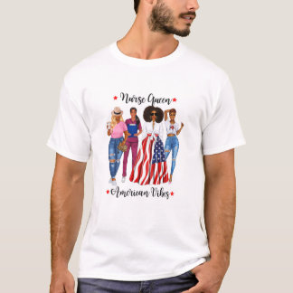Womens African American Black Nurse Womans Nursing T-shirt