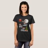 Womens Alaskan Malamute Dog Santa Sleigh Flying Fu T-shirt (Voorkant volledig)