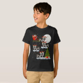 Womens Alaskan Malamute Dog Santa Sleigh Flying Fu T-shirt (Voorkant volledig)