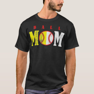 Womens Ball Ma Heart Softball Lover Baseball Play T-shirt