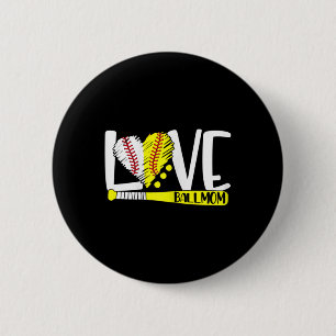 Womens Ball Mam houdt van honkbal Ronde Button 5,7 Cm