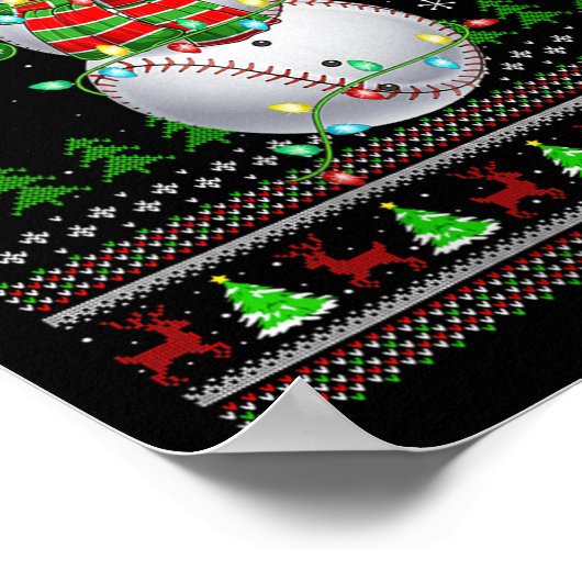 Womens Baseball Snowman Ugly Christmas Sweaters Sr Poster (Hoek)