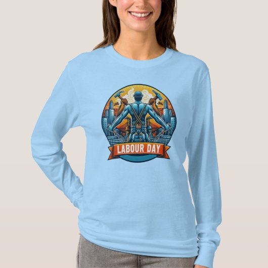 Women's Basic Long Sleeve Labor Day Tribute T-shirt (Voorkant)