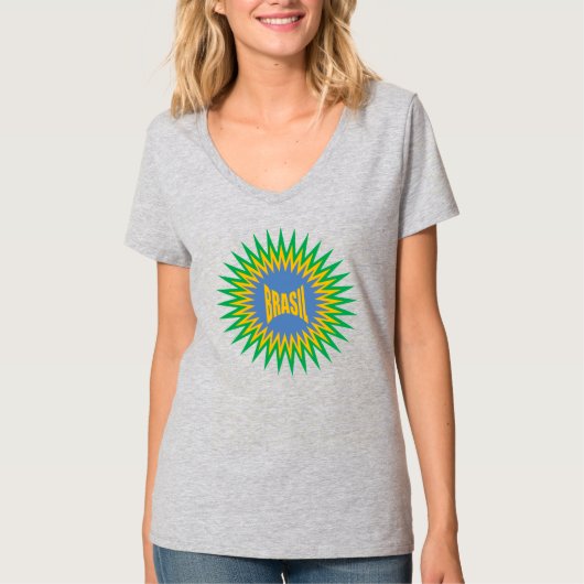 Women's Basic V-Neck T-Shirt SUN  BRASIL (Devant)