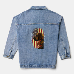 Womens Beagle Mam American Flag Patriotic Beagle Denim Jacket