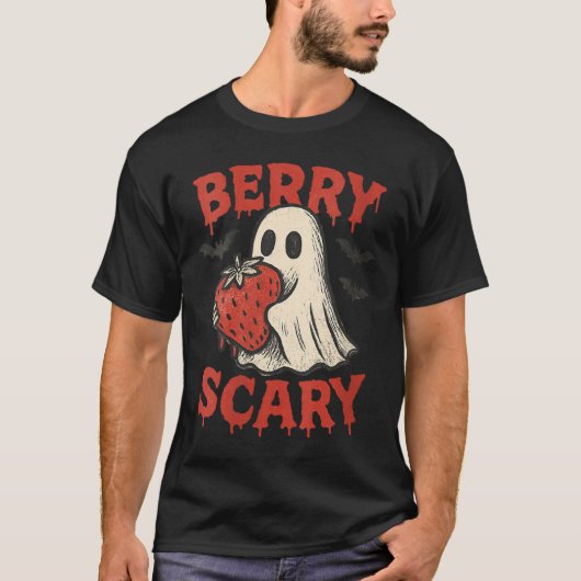 Womens Berry Y Cute Ghost Strawberry Halloween Pun T-shirt (Voorkant)