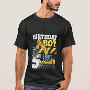 Womens Birthday Boy 5th Birthday Excavator Constru T-shirt
