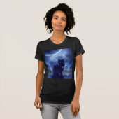 women's black cat and moon t-shirt (Devant entier)