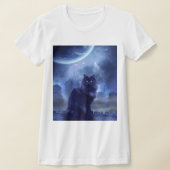 Women's Black cat and moon t-shirt (Laagn)