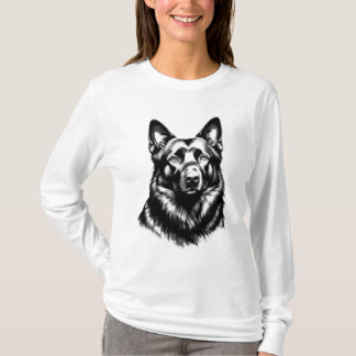 Women's Black GSD Long Sleeve White Tee T-shirt