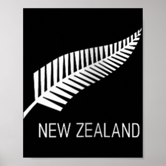Womens Black New Zealand Fern Shirt Mens Black Pro Poster (Voorkant)