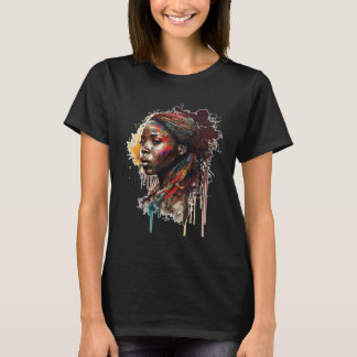 Womens Black Queen Afro Melanin Dripping Black His T-shirt