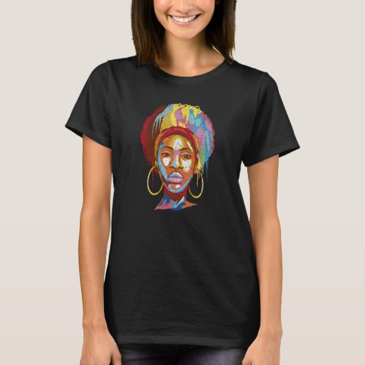 Womens Black Queen Afro Melanin Dripping Black His T-shirt (Voorkant)