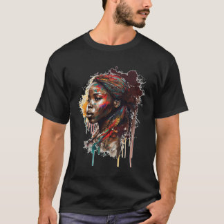 Womens Black Queen Afro Melanin Dripping Black His T-shirt