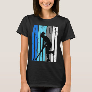 Womens Blue Amor Hockey Season Fan Girl College St T-shirt
