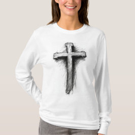 Women's Bold Christian Cross Long Sleeve Tee T-shirt