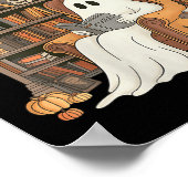 Womens Bookish Ghost Haunted Library Cat Bookworm Poster (Hoek)