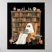 Womens Bookish Ghost Haunted Library Cat Bookworm Poster (Voorkant)