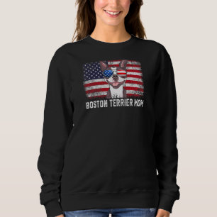 Womens Boston Terrier Mam American Flag Moeder's Trui