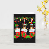 Womens Boxer Dog In Christmas Socks Funny Pet Dog Kaart (Gele Bloem)