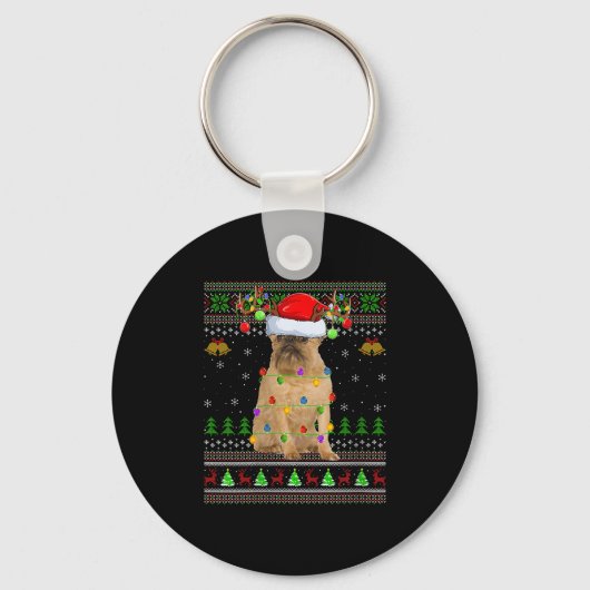Womens Brussels Griffon Dog Ugly Christmas Sweater Sleutelhanger (Voorkant)