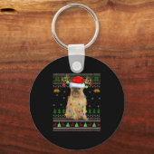 Womens Brussels Griffon Dog Ugly Christmas Sweater Sleutelhanger (Voorkant)