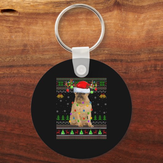 Womens Brussels Griffon Dog Ugly Christmas Sweater Sleutelhanger (Voorkant)