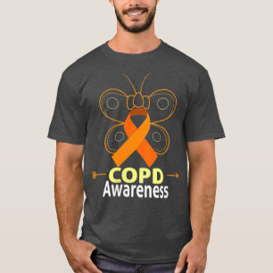 Womens Butterfly Copd Oranje Ribbon Koold Awarenes T-shirt