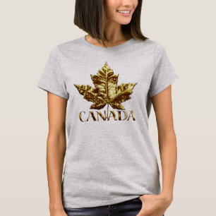 Womens Canada Souvenir T-shirt Gold Maple Leaf