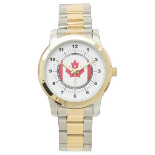 Women's Canada Vlag Oversized tweekleurig horloge