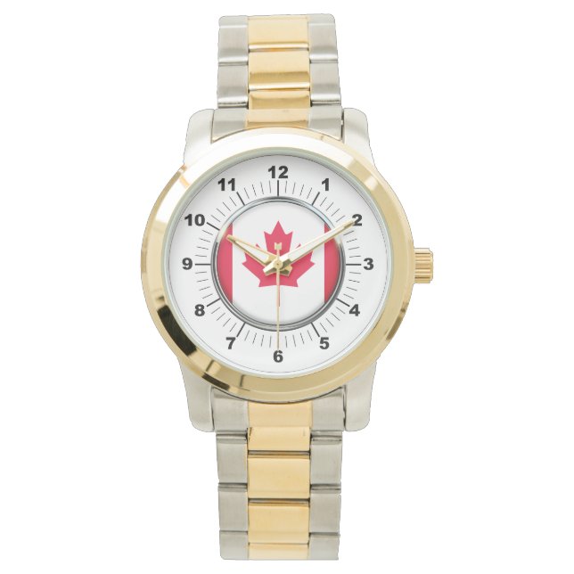 Women's Canada Vlag Oversized tweekleurig horloge (Voorkant)